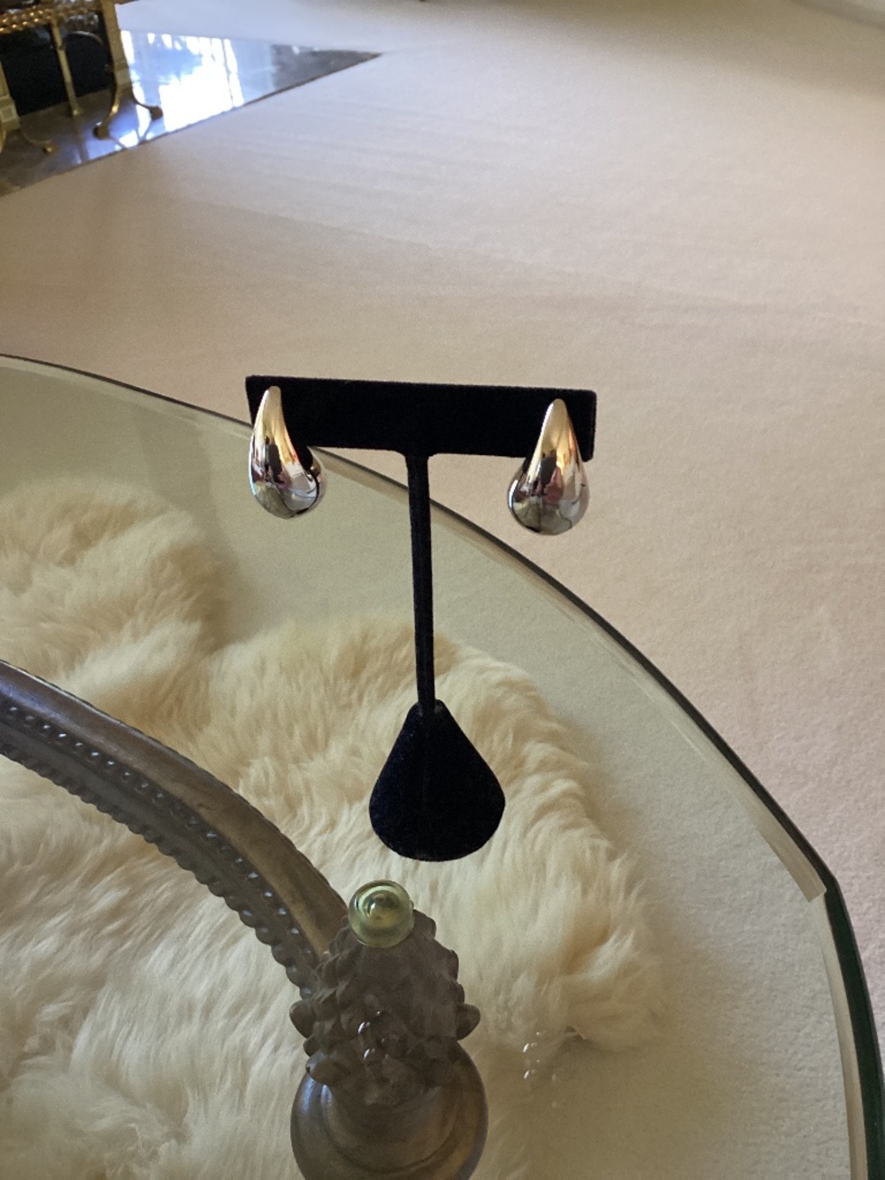 Fab Teardrop Earrings-Pierced- Silvertone
